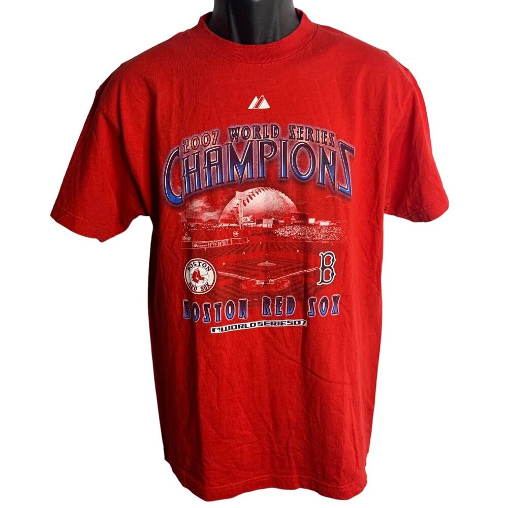 World Series 2007 Boston Red Sox T Shirt M Red Crewneck Baseball Short Sleeve